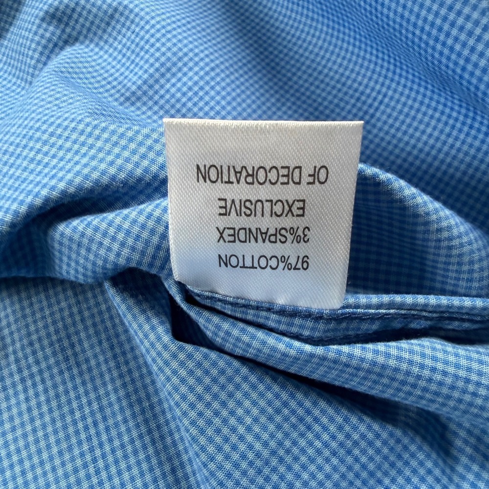 Tailorbyrd Button Down Shirt Mens M True Blue Micro Gingham M22522LS NEW - Picture 7 of 8